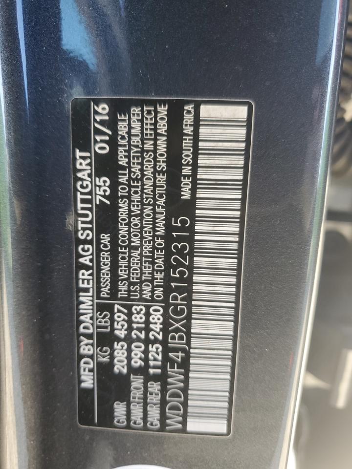 2016 Mercedes-Benz C 300 VIN: WDDWF4JBXGR152315 Lot: 62630015