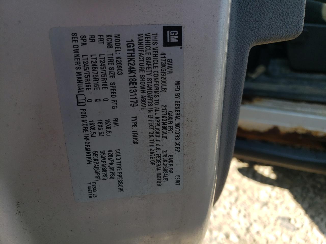 2008 GMC Sierra K2500 Heavy Duty VIN: 1GTHK24K18E131179 Lot: 63496595