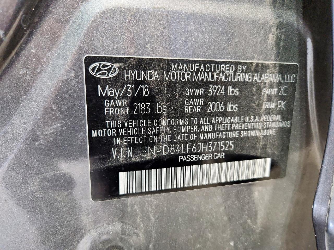 2018 Hyundai Elantra Sel VIN: 5NPD84LF6JH371525 Lot: 63288075