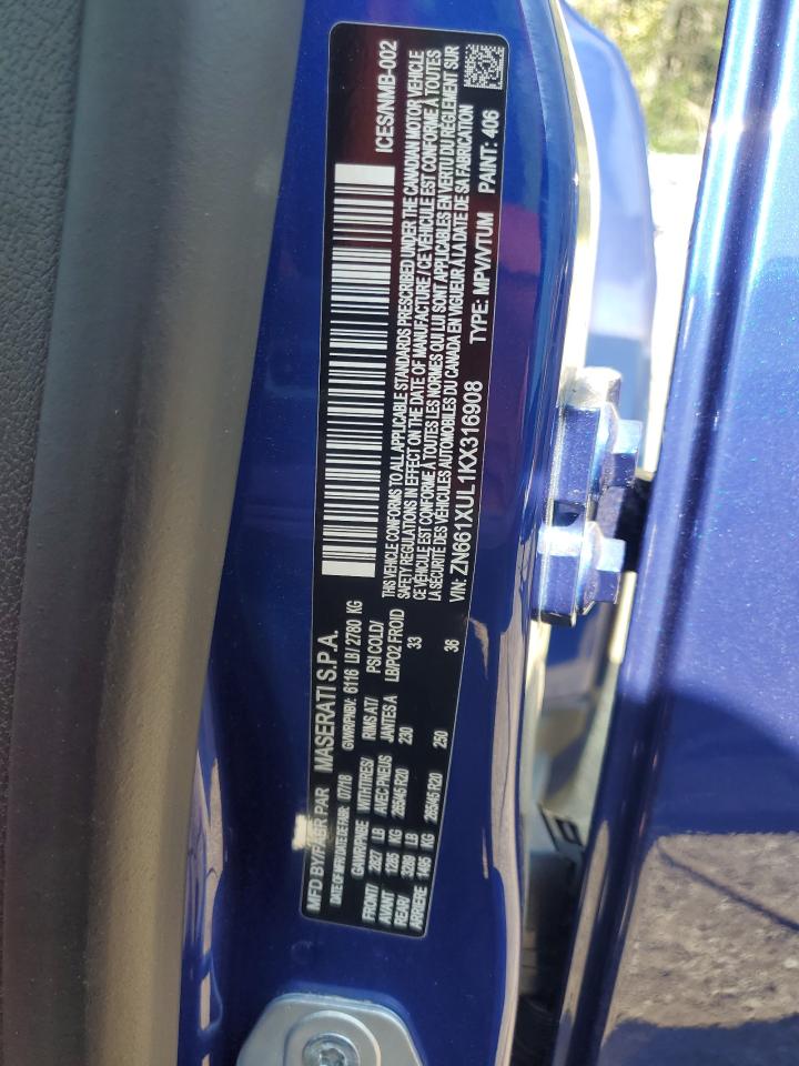 2019 Maserati Levante Luxury VIN: ZN661XUL1KX316908 Lot: 60313205