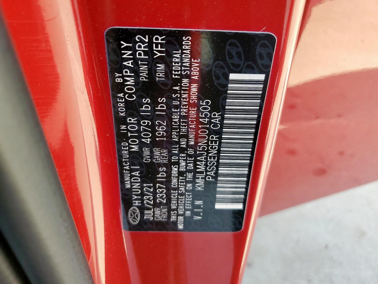 2022 Hyundai Elantra Blue VIN: KMHLM4AJ5NU014505 Lot: 63343475
