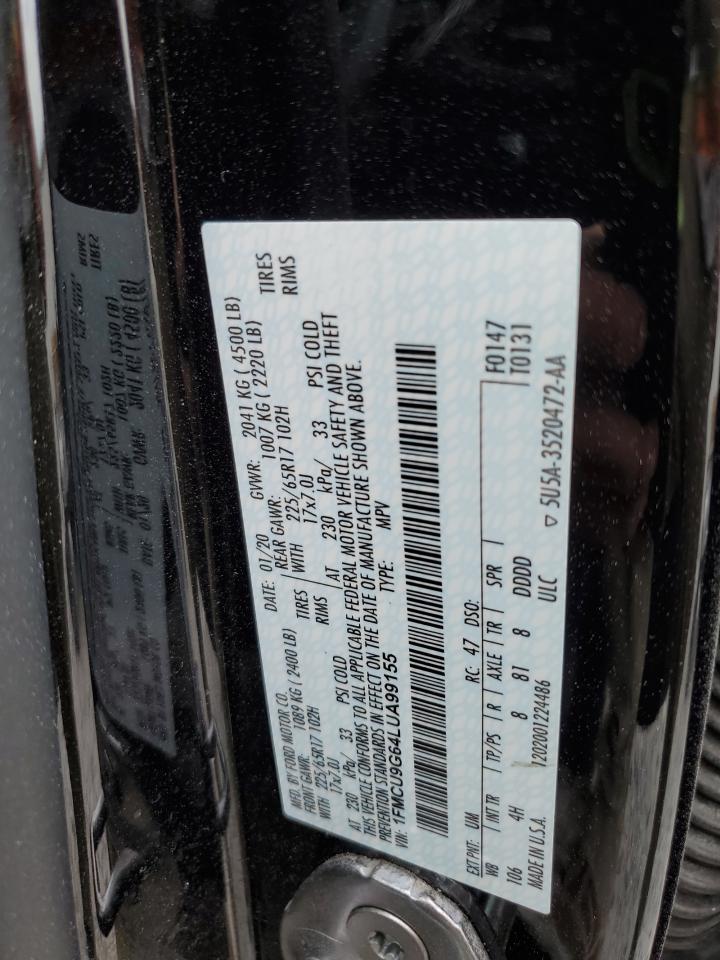 2020 Ford Escape Se VIN: 1FMCU9G64LUA99155 Lot: 65367795