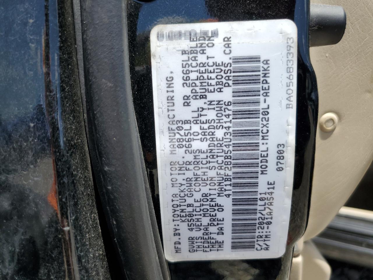 2004 Toyota Avalon Xl VIN: 4T1BF28B54U341476 Lot: 64427795