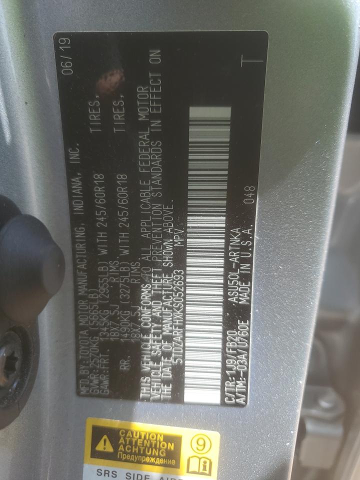 2019 Toyota Highlander Le VIN: 5TDZARFHXKS052693 Lot: 69104935