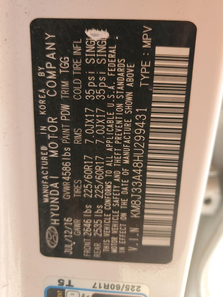 2017 Hyundai Tucson Limited VIN: KM8J33A48HU299431 Lot: 66949415