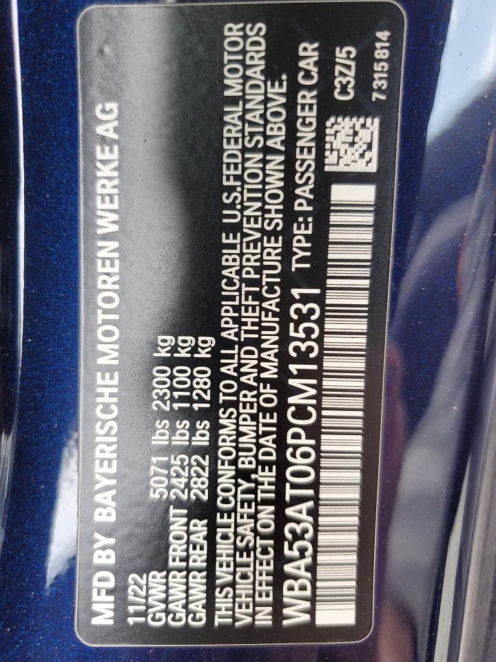 2023 BMW M440I VIN: WBA53AT06PCM13531 Lot: 64860205