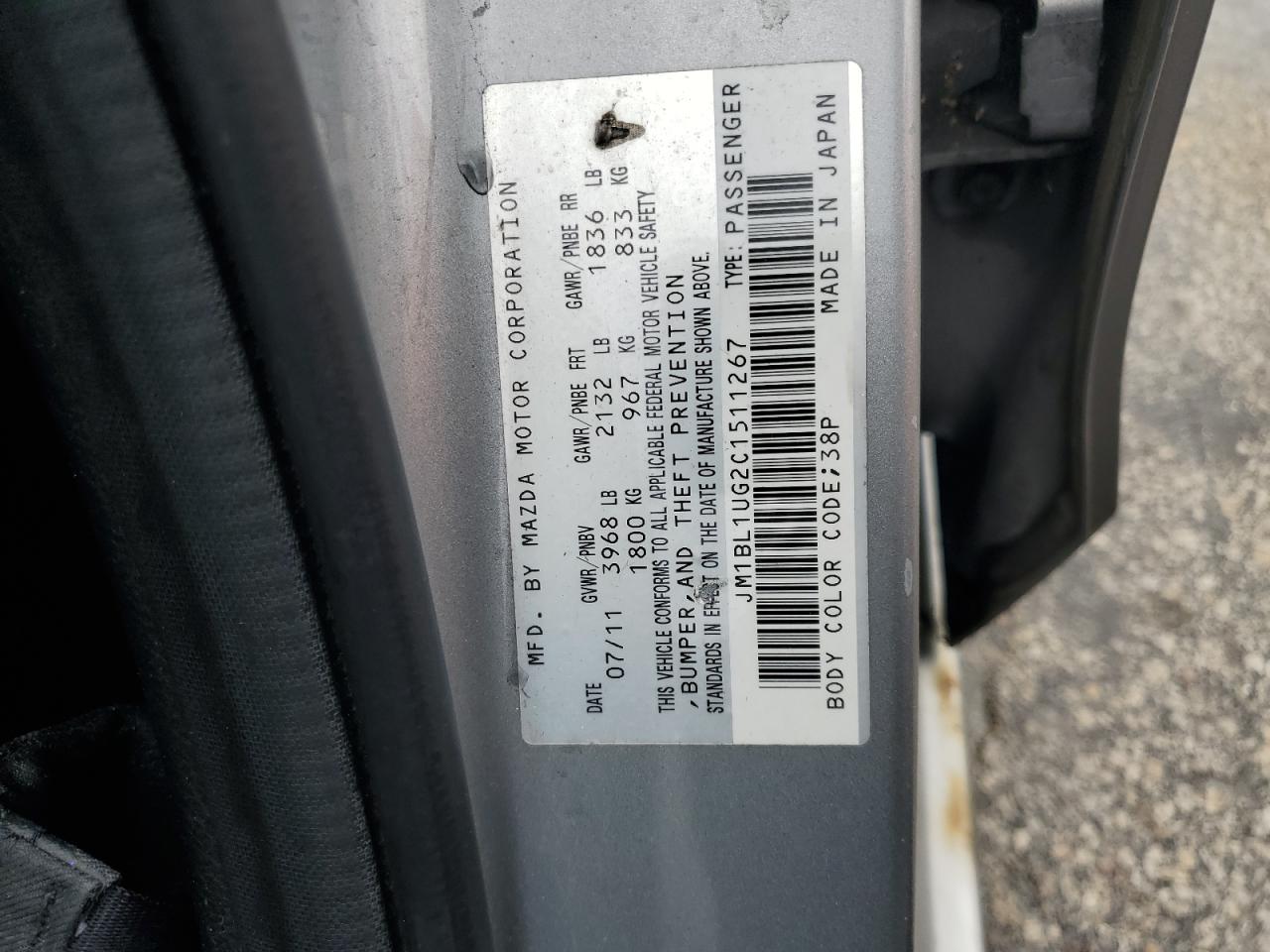2012 Mazda 3 I VIN: JM1BL1UG2C1511267 Lot: 64721465