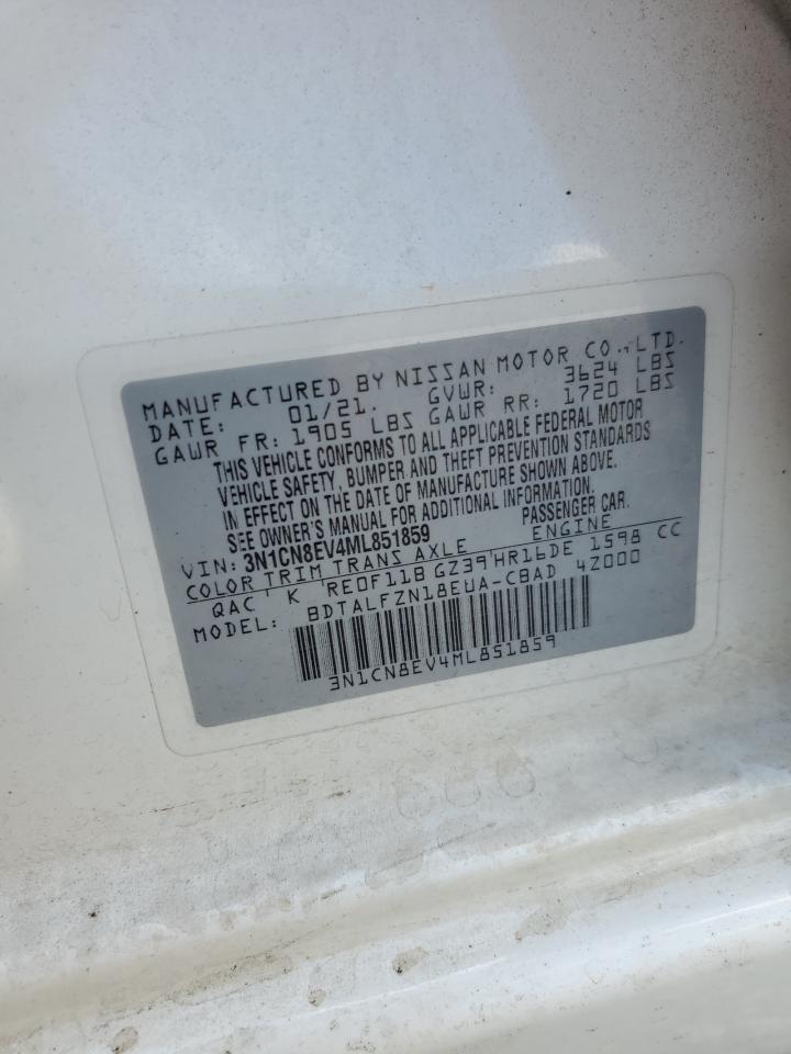 2021 Nissan Versa Sv VIN: 3N1CN8EV4ML851859 Lot: 64984935