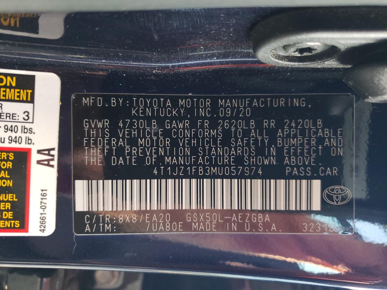 2021 Toyota Avalon Xle VIN: 4T1JZ1FB3MU057974 Lot: 64568125