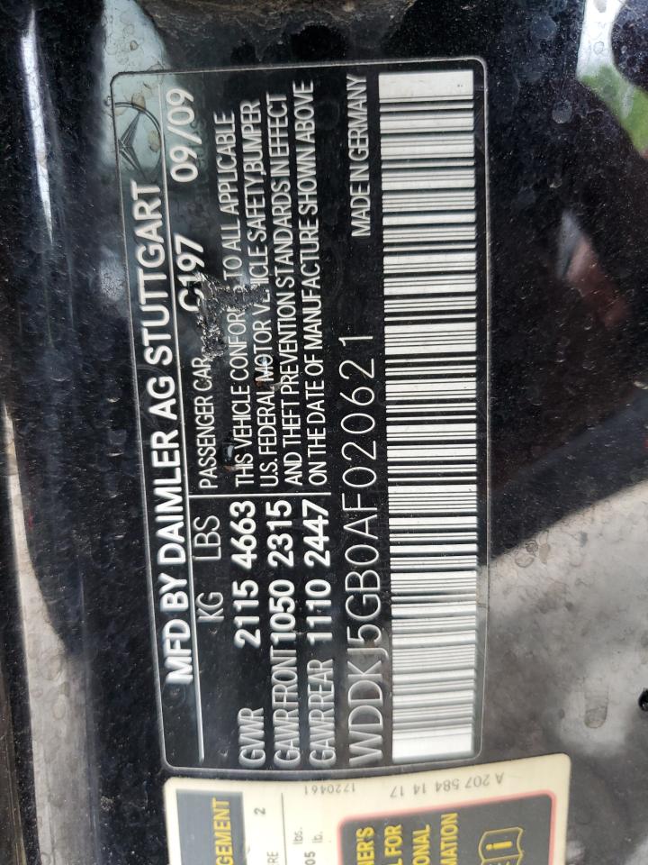 2010 Mercedes-Benz E 350 VIN: WDDKJ5GB0AF020621 Lot: 64074395