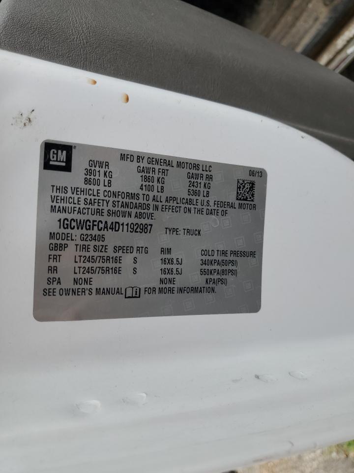 2013 Chevrolet Express G2500 VIN: 1GCWGFCA4D1192987 Lot: 65235375