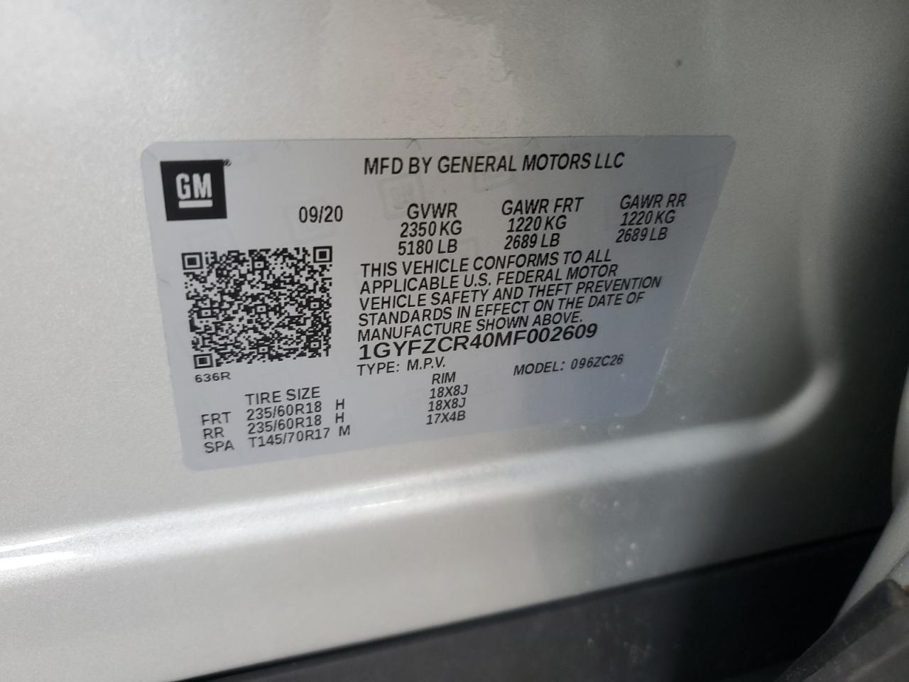 2021 Cadillac Xt4 Premium Luxury VIN: 1GYFZCR40MF002609 Lot: 63264825