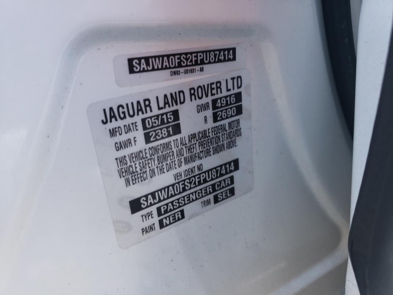 2015 Jaguar Xf 2.0T Premium VIN: SAJWA0FS2FPU87414 Lot: 63309585