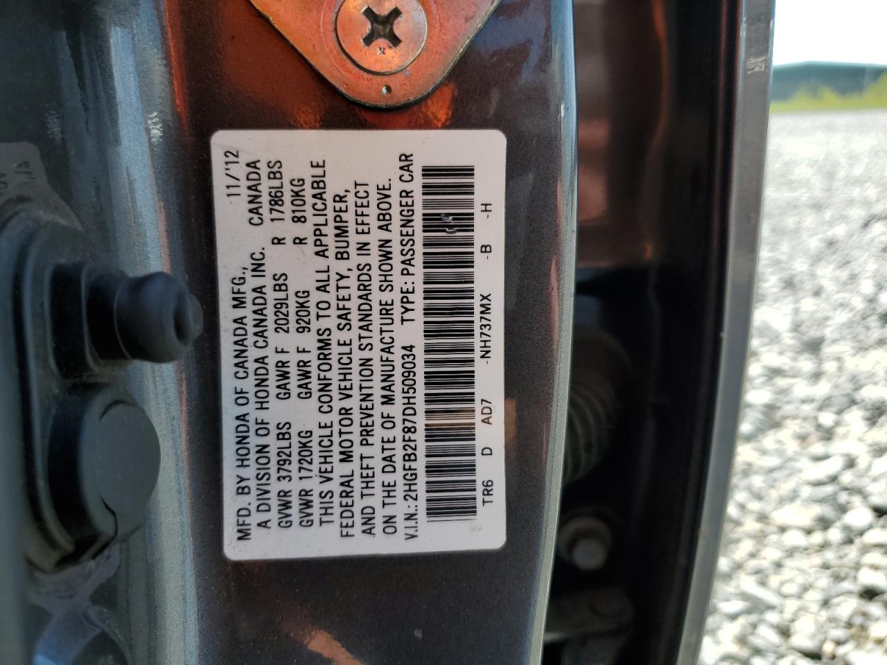 2013 Honda Civic Ex VIN: 2HGFB2F87DH509034 Lot: 64753615
