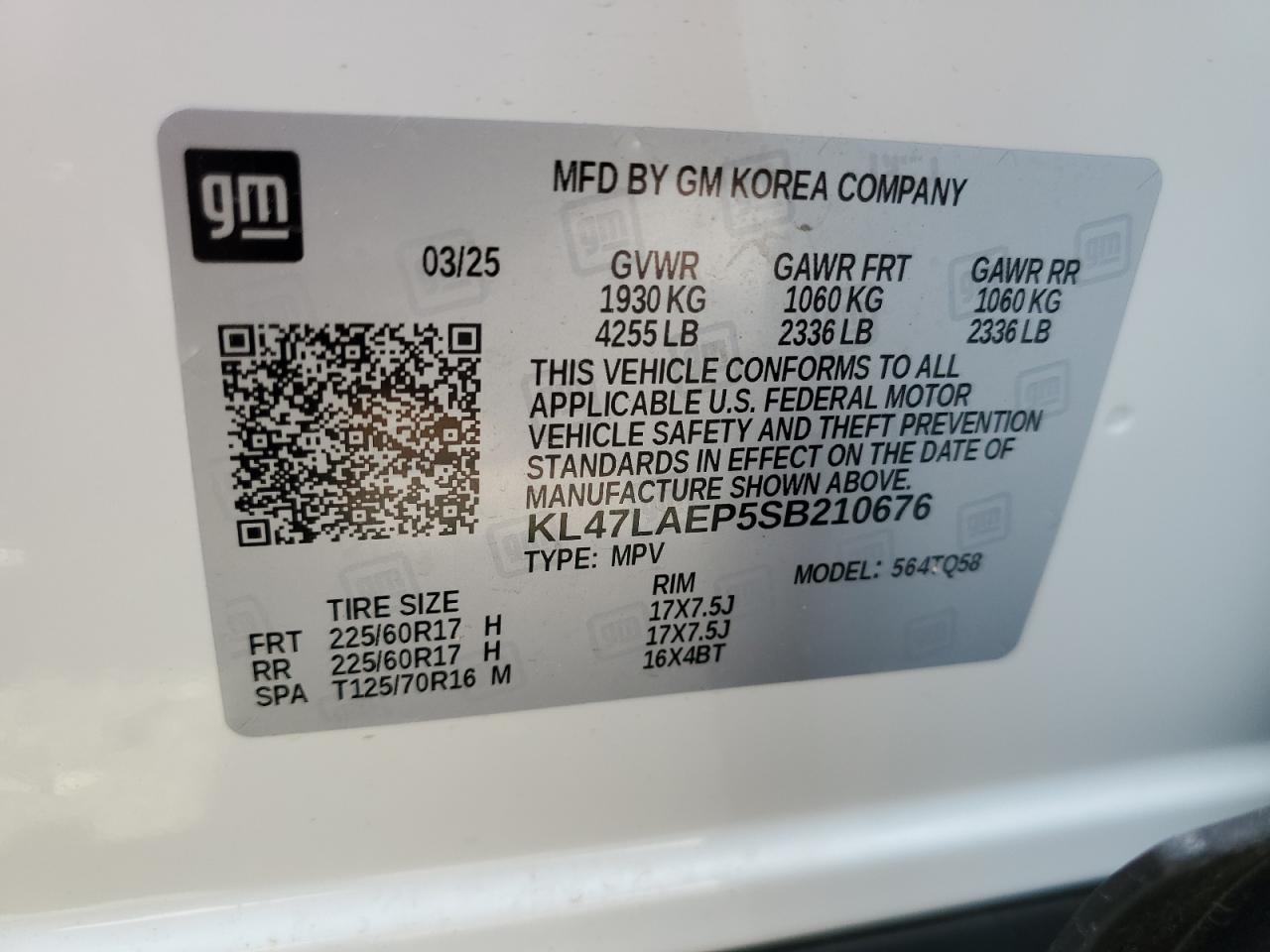 2025 Buick Envista Preferred VIN: KL47LAEP5SB210676 Lot: 63662445