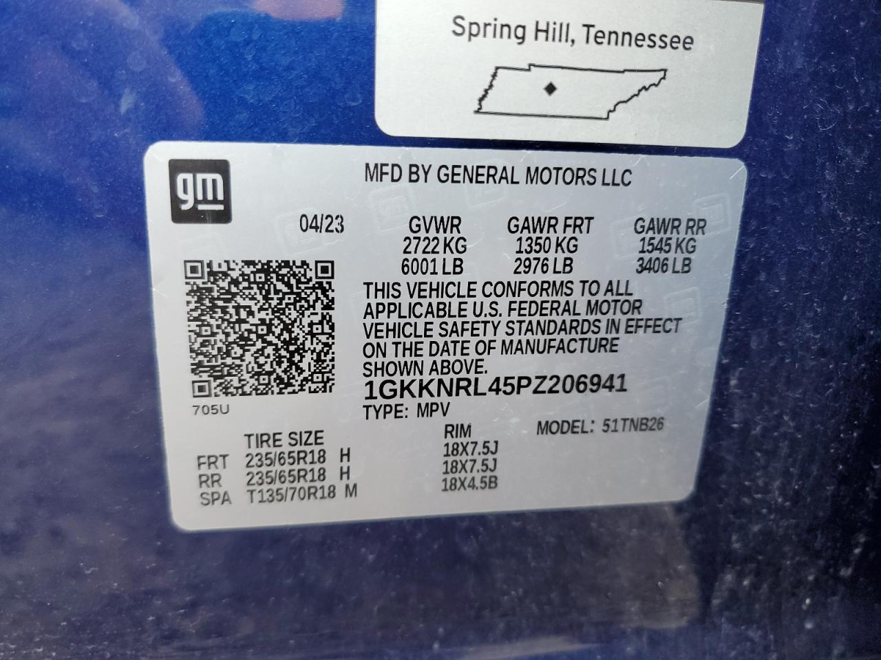 2023 GMC Acadia Sle VIN: 1GKKNRL45PZ206941 Lot: 64231545