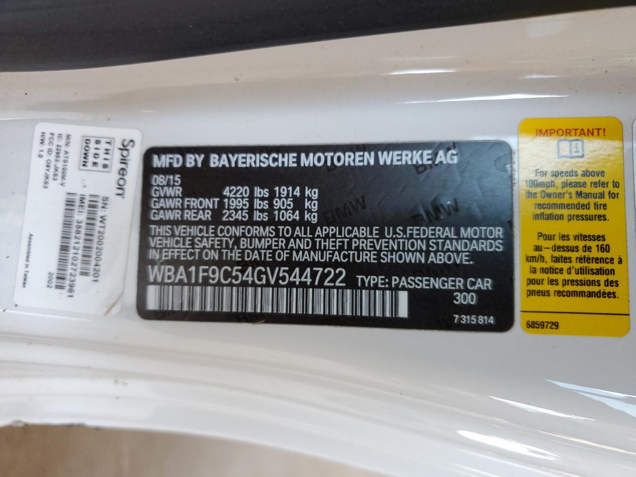 2016 BMW 228 I Sulev VIN: WBA1F9C54GV544722 Lot: 64659655