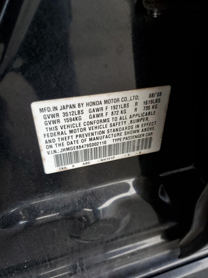 2009 Honda Fit Sport VIN: JHMGE88479S002110 Lot: 63007035