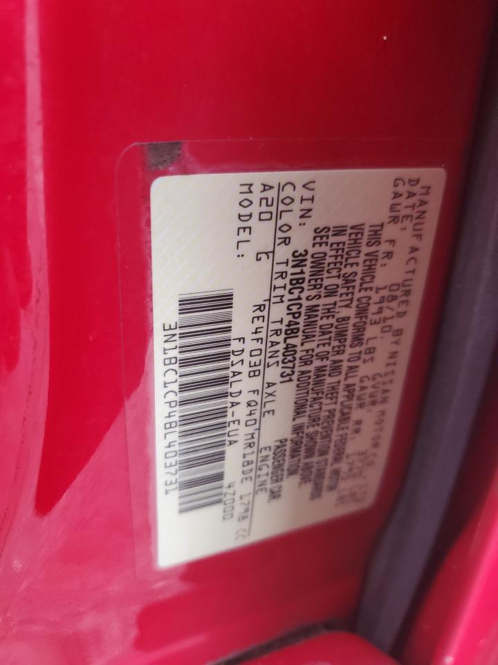 2011 Nissan Versa S VIN: 3N1BC1CP4BL403731 Lot: 64938965