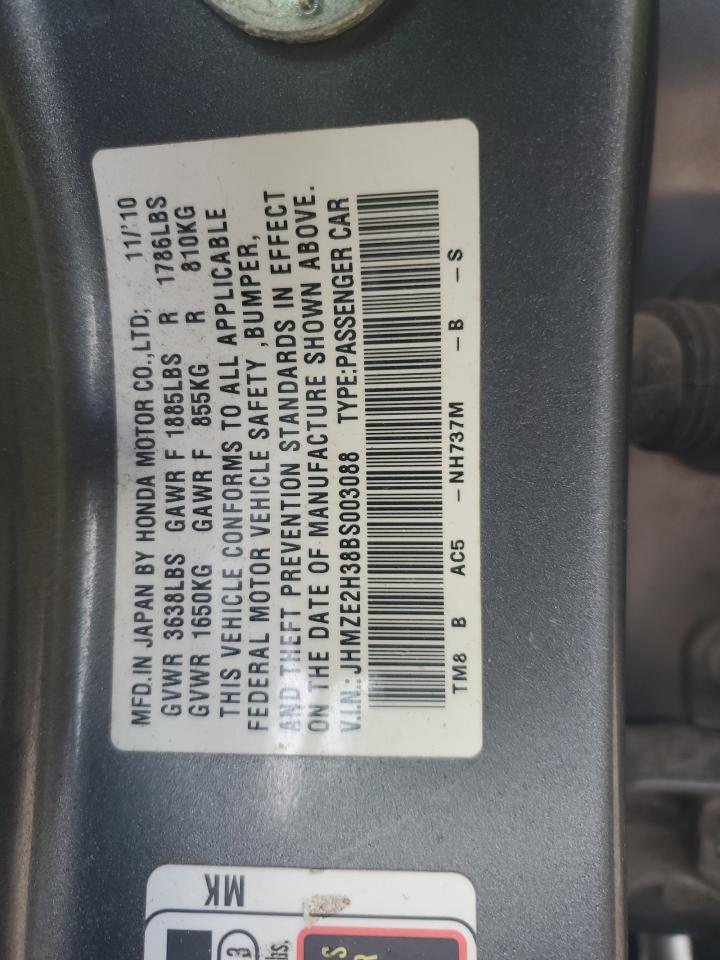 2011 Honda Insight VIN: JHMZE2H38BS003088 Lot: 63558885