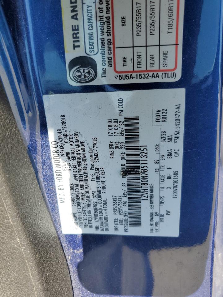 2008 Ford Mustang VIN: 1ZVHT80N785113251 Lot: 65640745