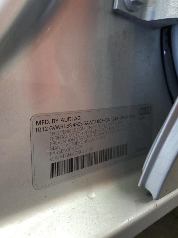 2013 Audi A4 Premium Plus VIN: WAUFFAFL4DN025120 Lot: 63769325