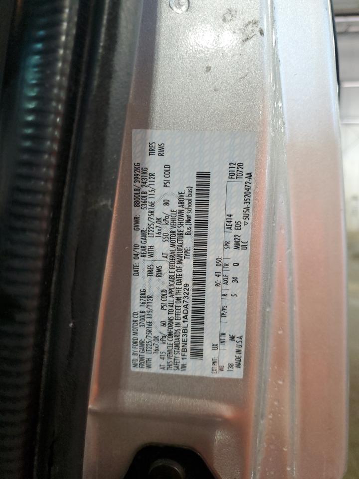 2010 Ford Econoline E350 Super Duty Wagon VIN: 1FBNE3BL1ADA73229 Lot: 64983575