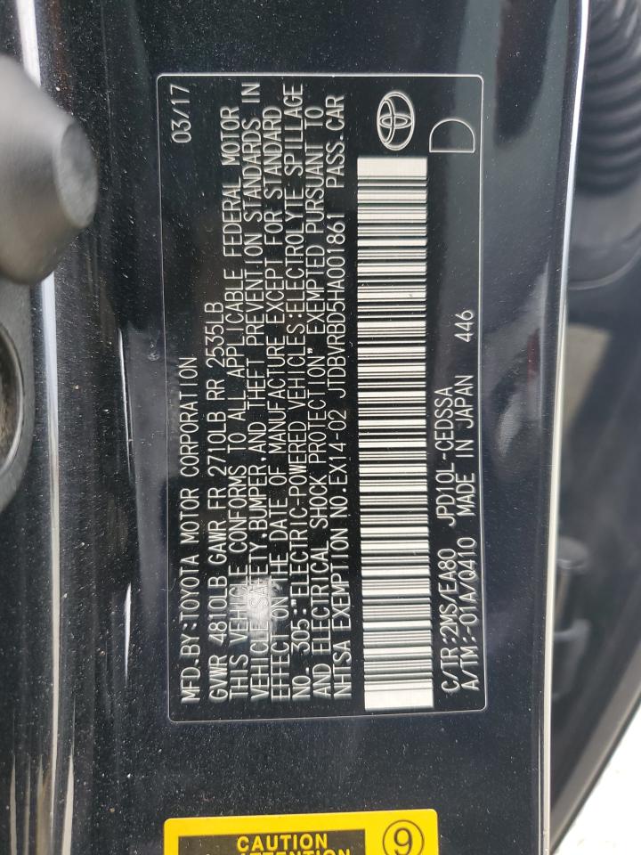 2017 Toyota Mirai VIN: JTDBVRBD5HA001861 Lot: 62197115