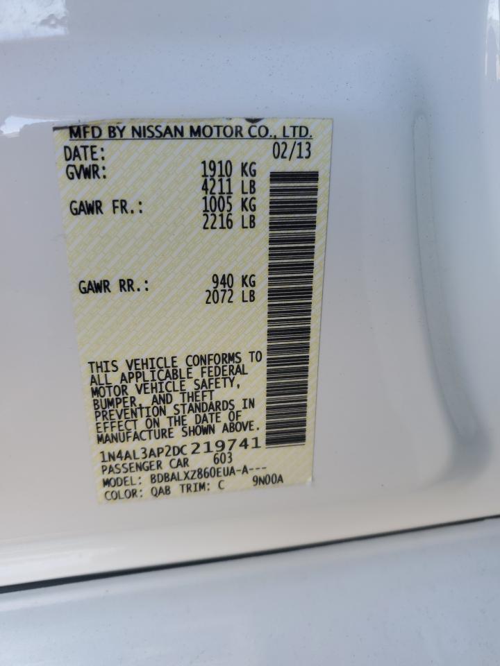 2013 Nissan Altima 2.5 VIN: 1N4AL3AP2DC219741 Lot: 65351435