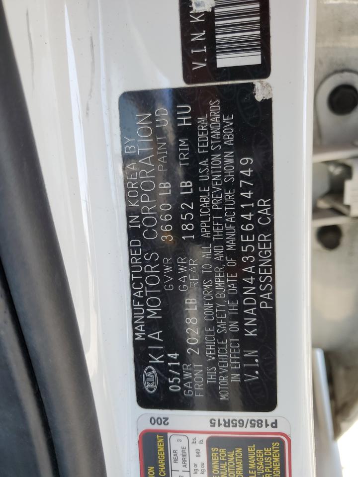 2014 Kia Rio Ex VIN: KNADN4A35E6414749 Lot: 63385475