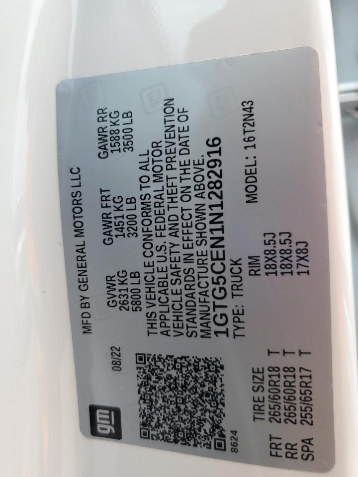 2022 GMC Canyon Elevation VIN: 1GTG5CEN1N1282916 Lot: 63511625