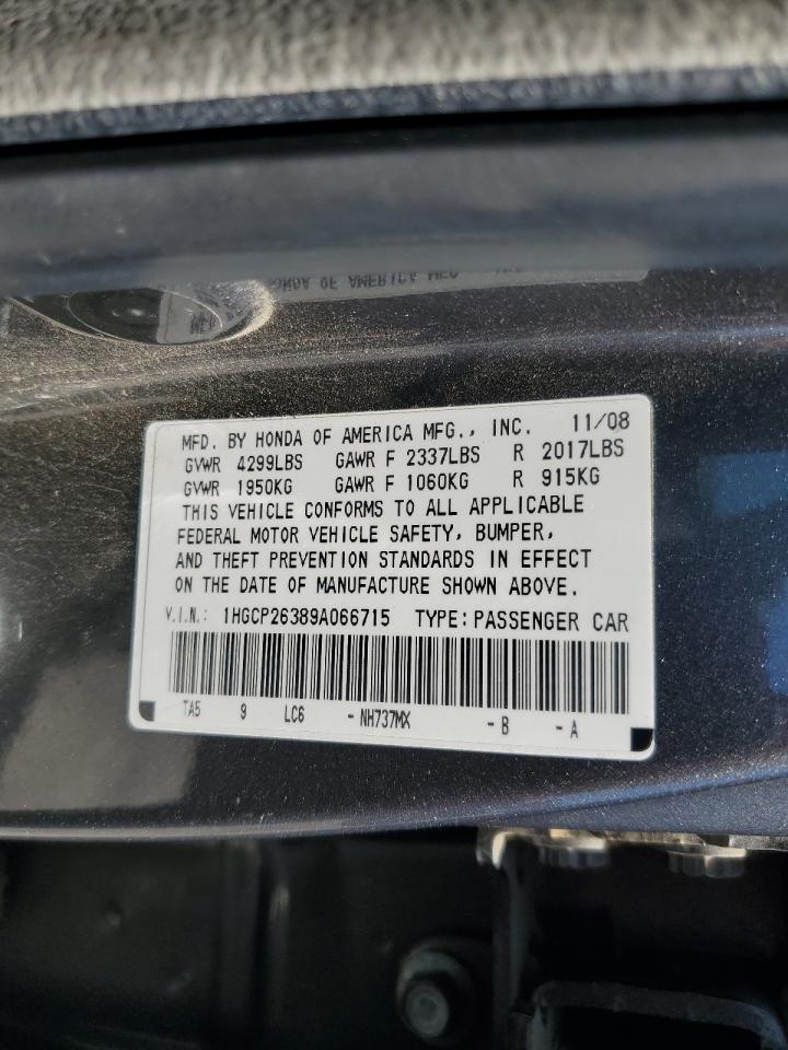 2009 Honda Accord Lx VIN: 1HGCP26389A066715 Lot: 66298575