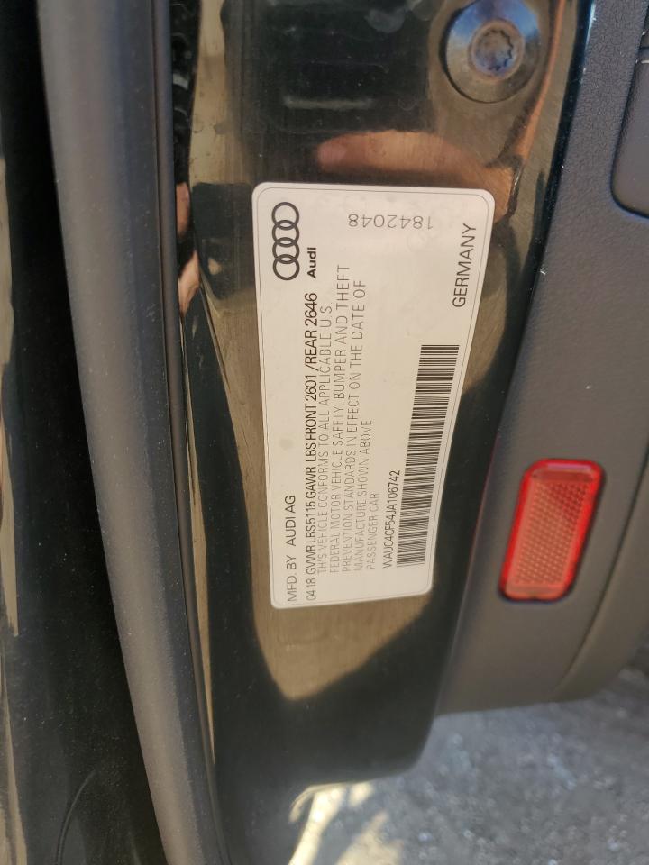 2018 Audi S5 Prestige VIN: WAUC4CF54JA106742 Lot: 64810785