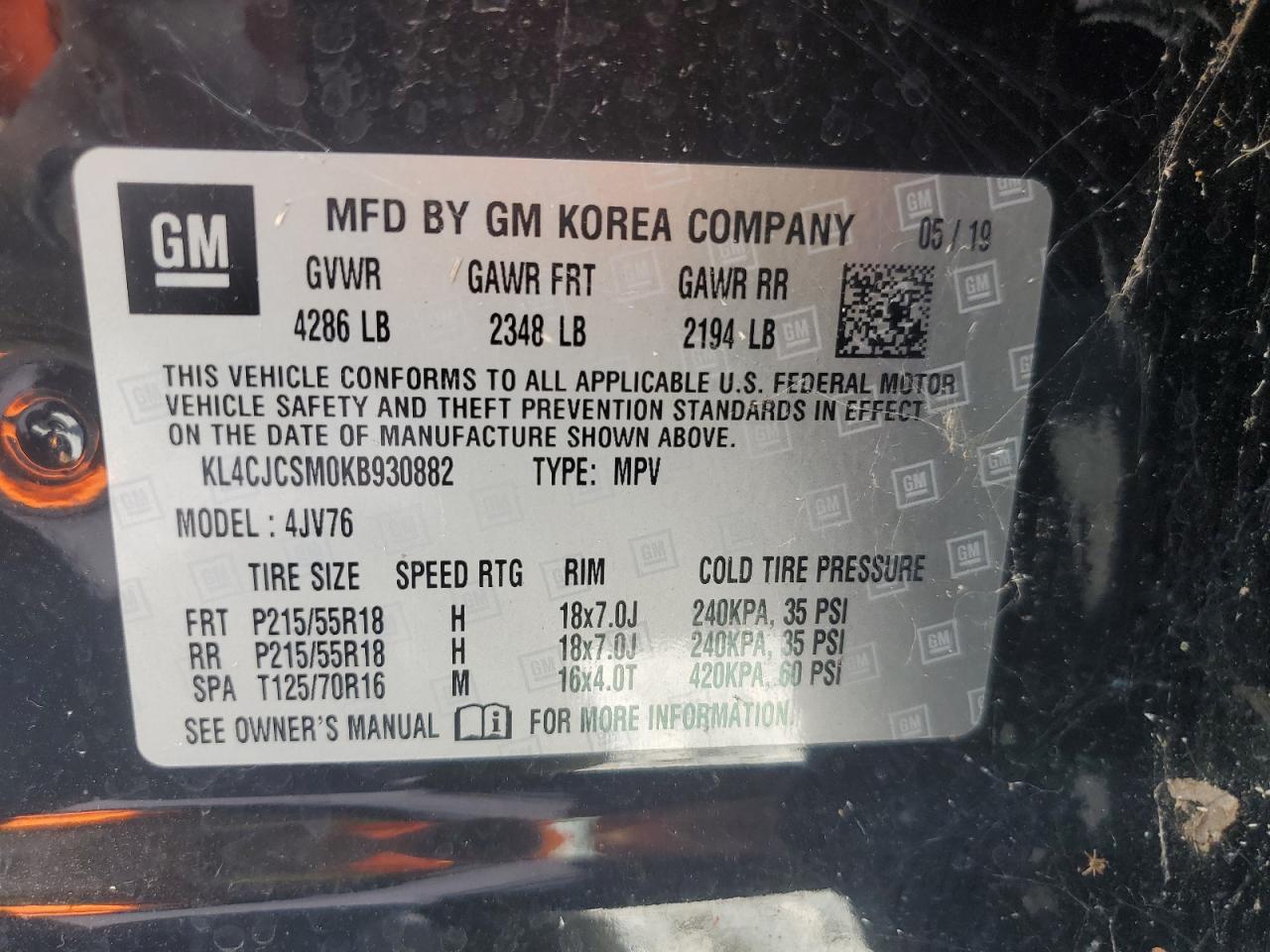 2019 Buick Encore Essence VIN: KL4CJCSM0KB930882 Lot: 63638165