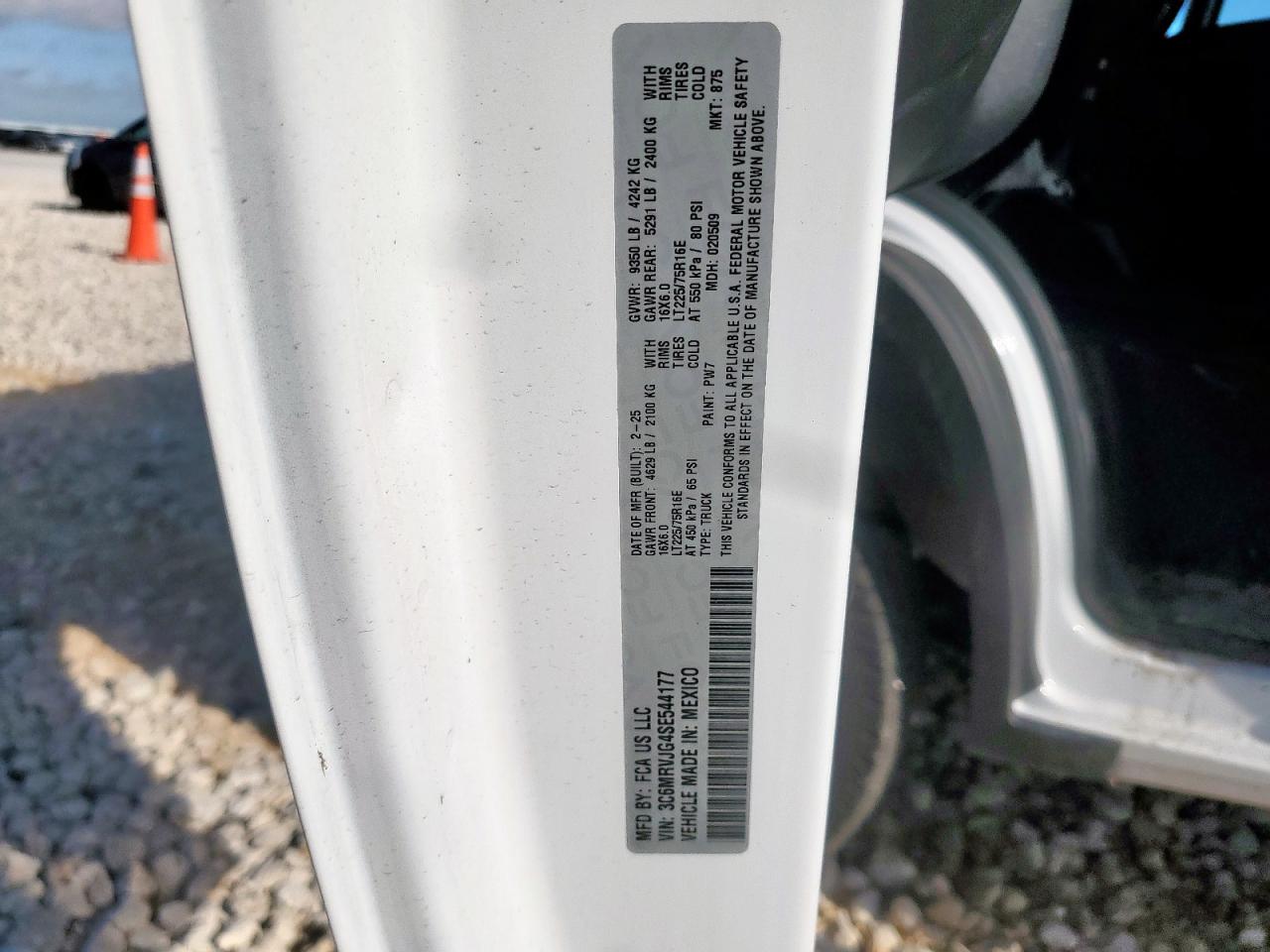 2025 Ram Promaster Van 3500 H VIN: 3C6MRVJG4SE544177 Lot: 66263275