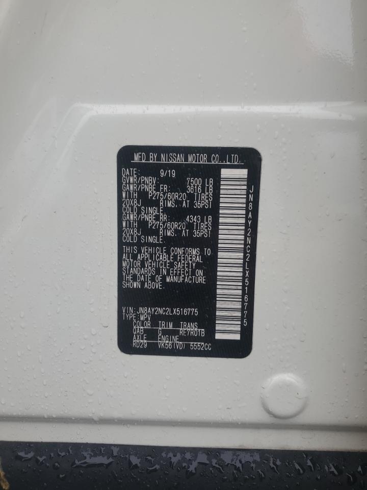2020 Nissan Armada Sv VIN: JN8AY2NC2LX516775 Lot: 63339795