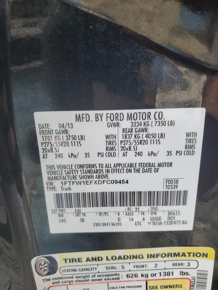 2013 Ford F150 Supercrew VIN: 1FTFW1EFXDFC09454 Lot: 64714625