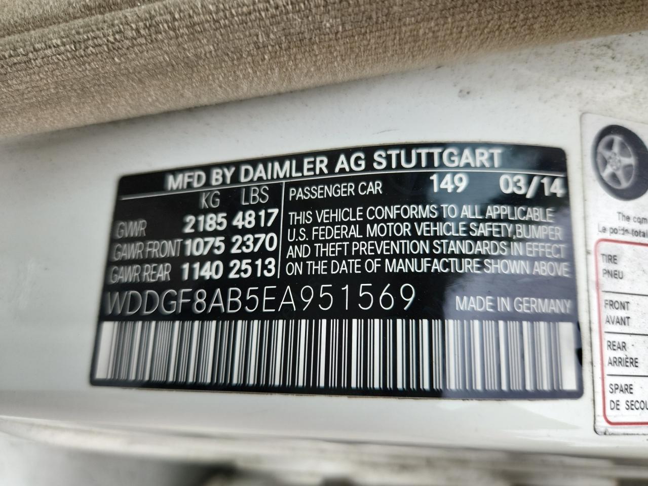 2014 Mercedes-Benz C 300 4Matic VIN: WDDGF8AB5EA951569 Lot: 63603265