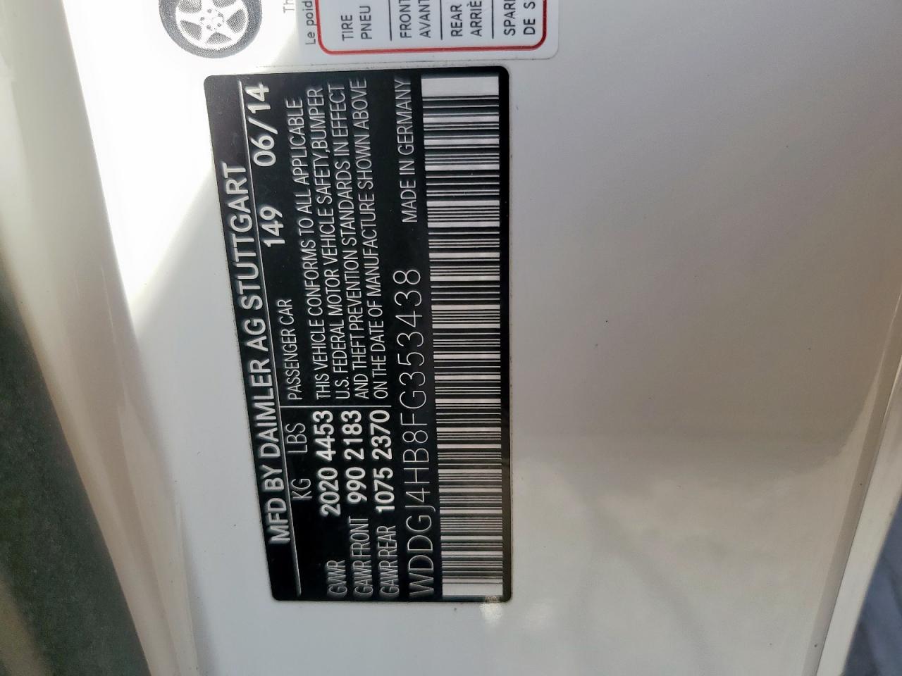 2015 Mercedes-Benz C 250 VIN: WDDGJ4HB8FG353438 Lot: 66944305