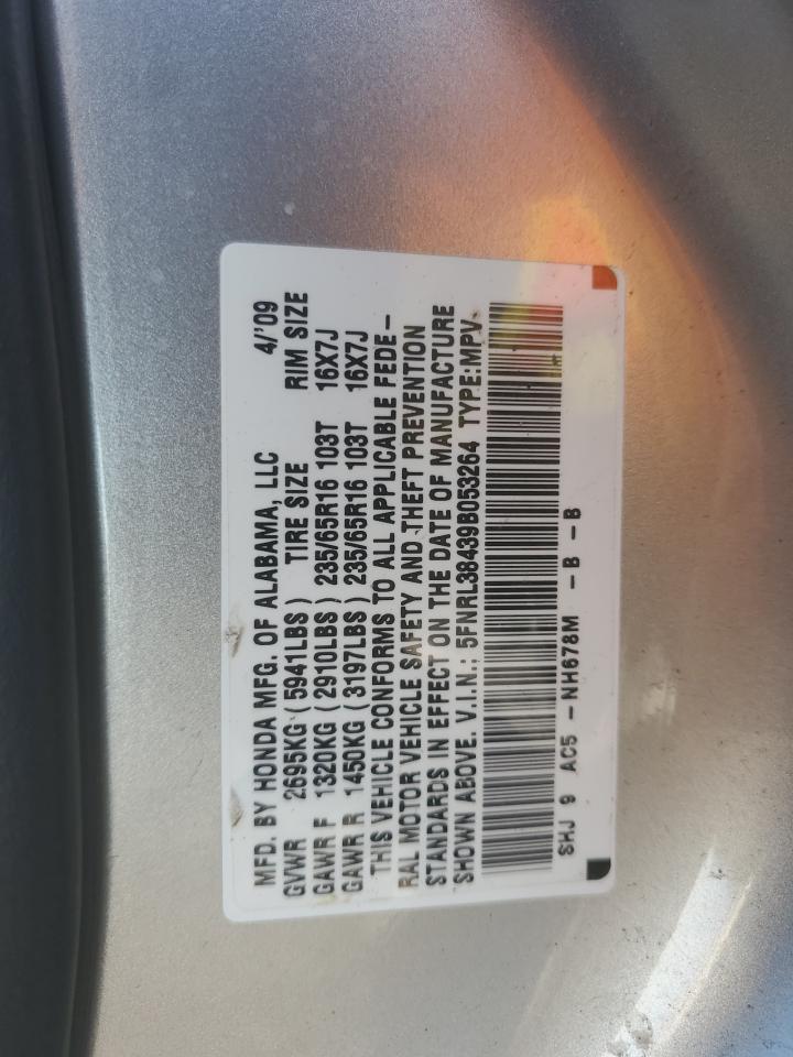 2009 Honda Odyssey Ex VIN: 5FNRL38439B053264 Lot: 62102515