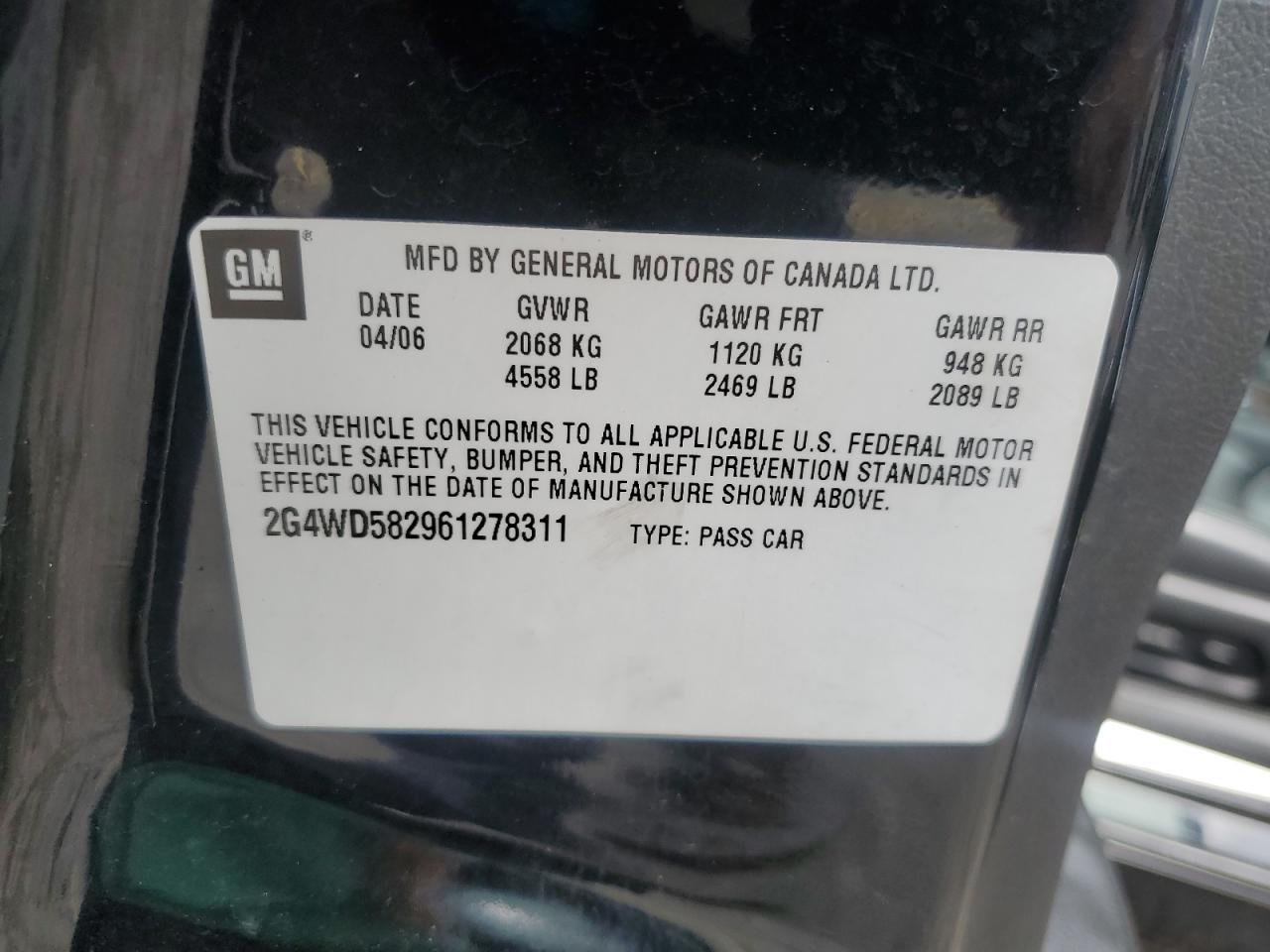 2006 Buick Lacrosse Cxl VIN: 2G4WD582961278311 Lot: 63758005