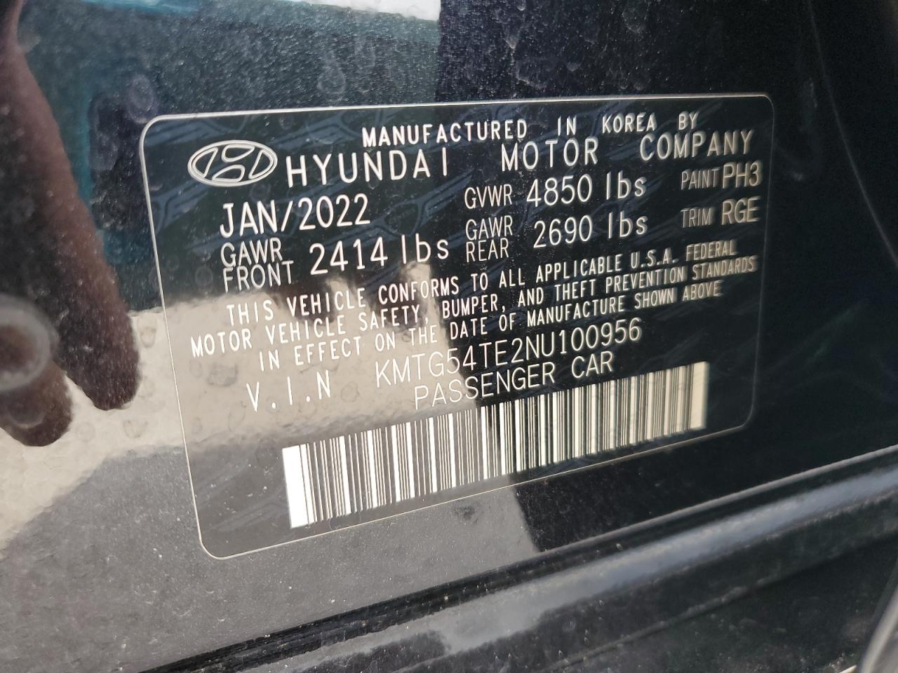 2022 Genesis G70 Base VIN: KMTG54TE2NU100956 Lot: 64848745