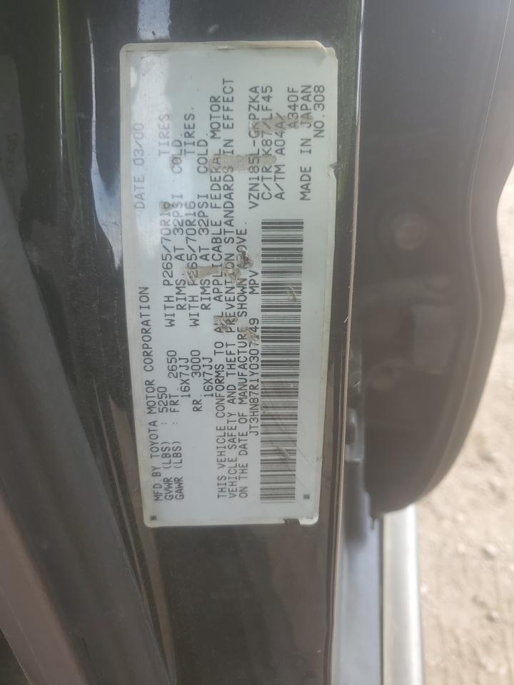 2000 Toyota 4Runner Limited VIN: JT3HN87R1Y0307149 Lot: 65007345