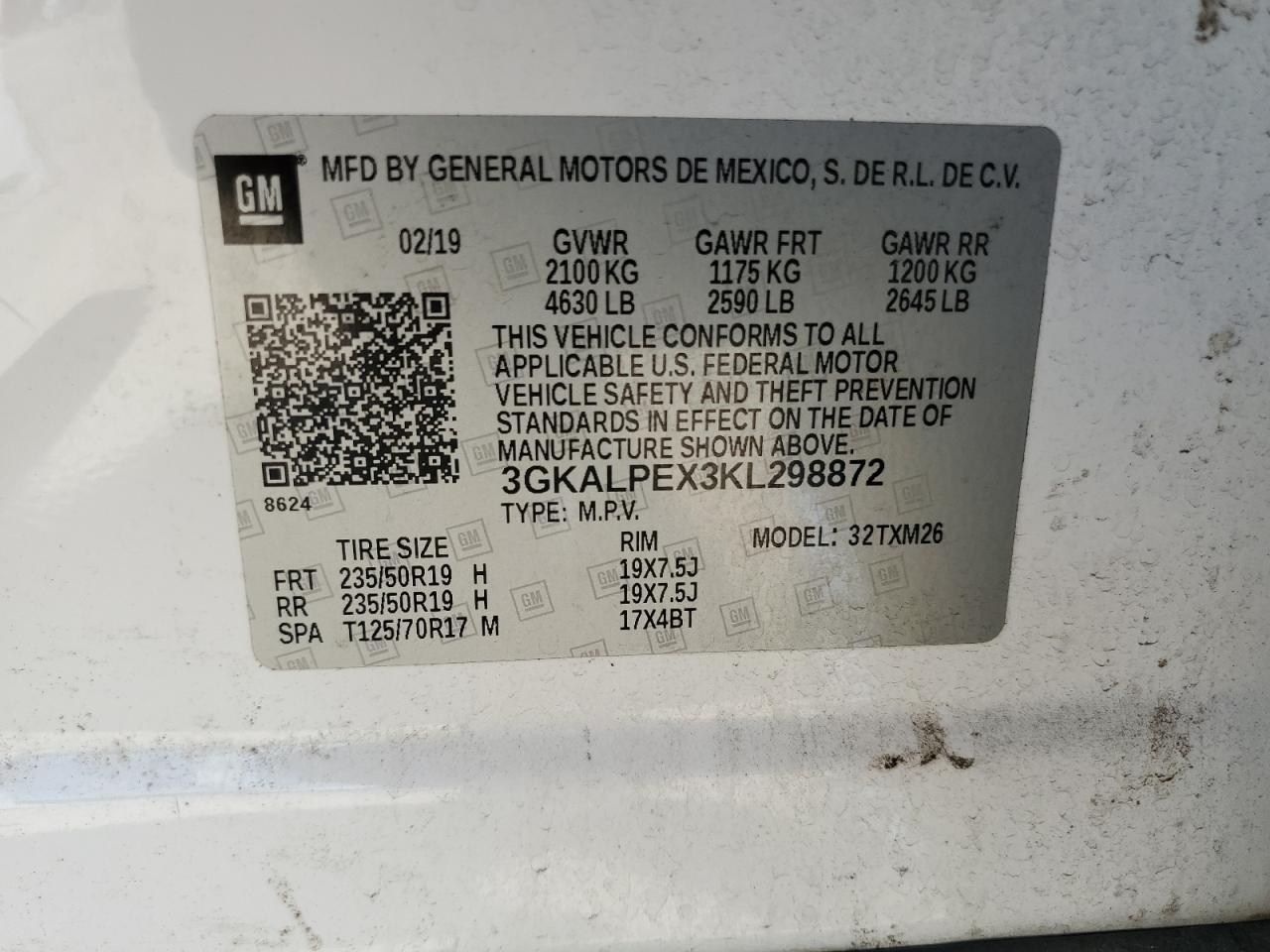 2019 GMC Terrain Slt VIN: 3GKALPEX3KL298872 Lot: 60619815