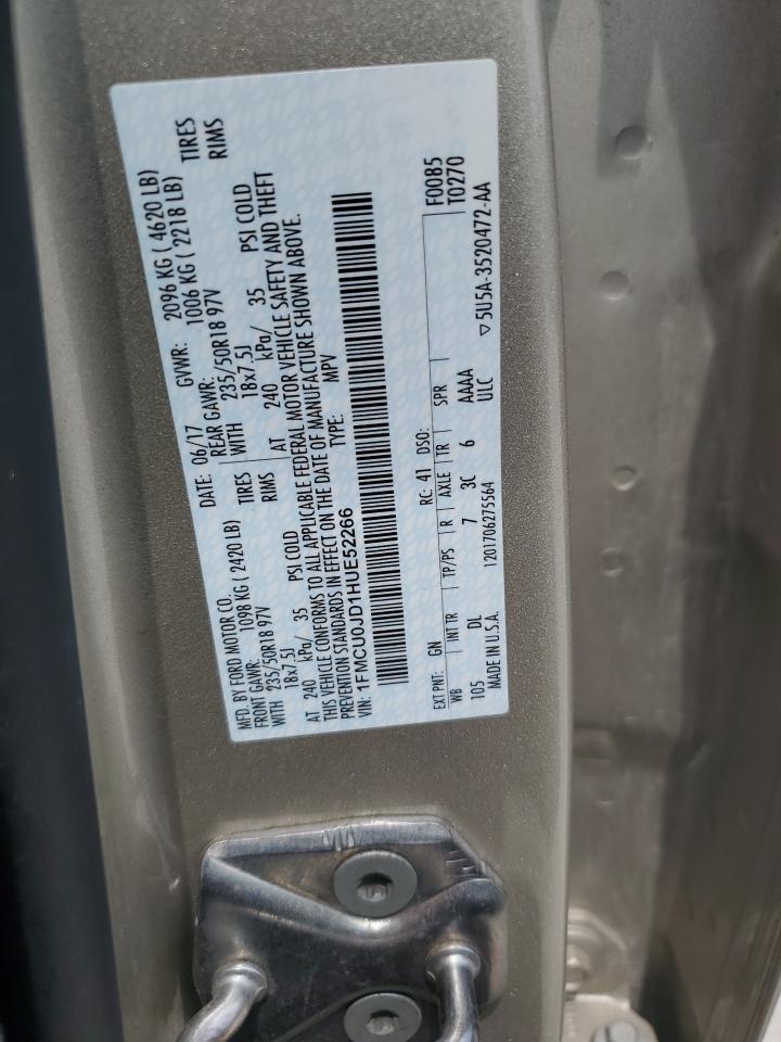 2017 Ford Escape Titanium VIN: 1FMCU0JD1HUE52266 Lot: 65242485