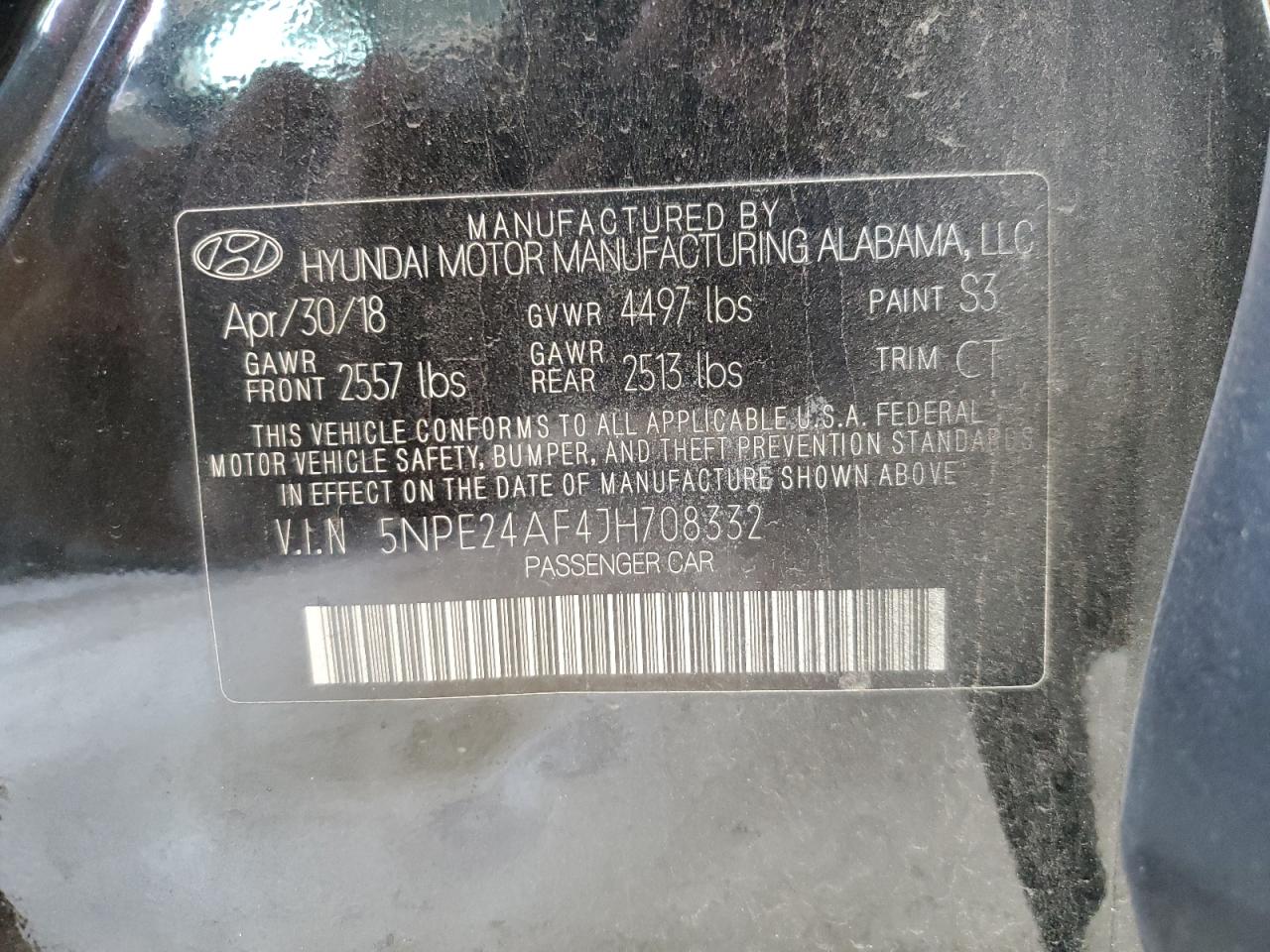 2018 Hyundai Sonata Se VIN: 5NPE24AF4JH708332 Lot: 63647865