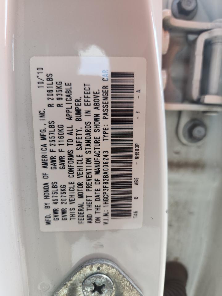 2011 Honda Accord Exl VIN: 1HGCP3F82BA006243 Lot: 64497645