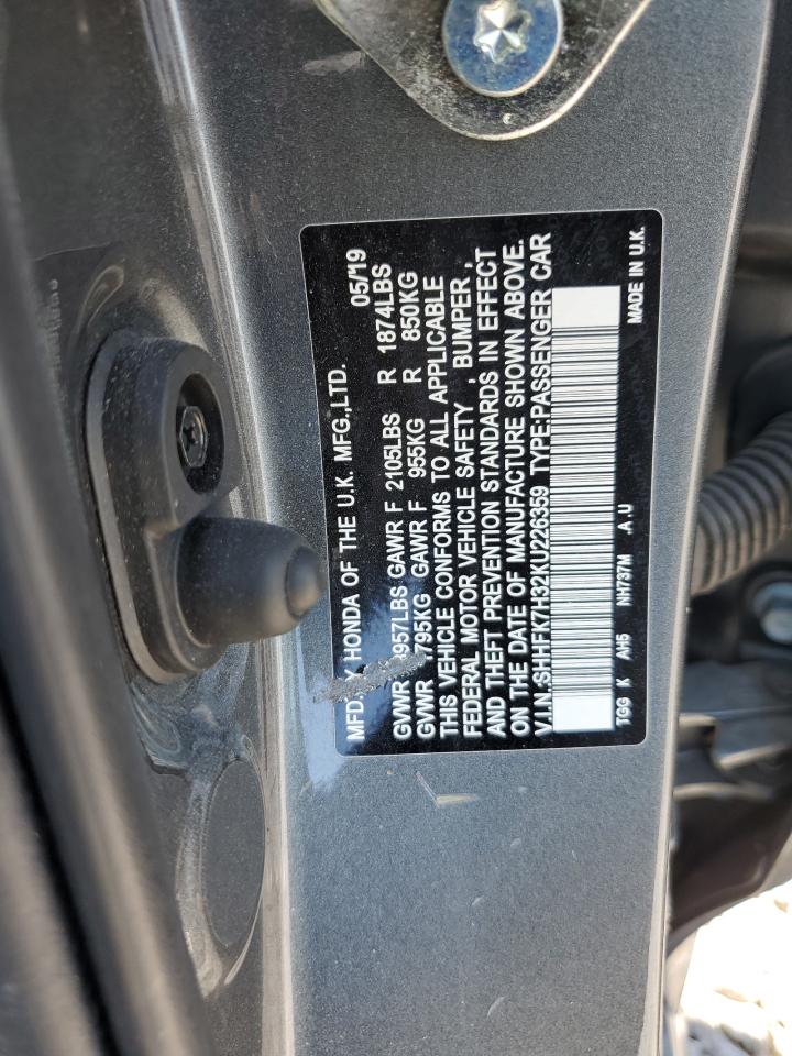 2019 Honda Civic Lx VIN: SHHFK7H32KU226359 Lot: 64552285