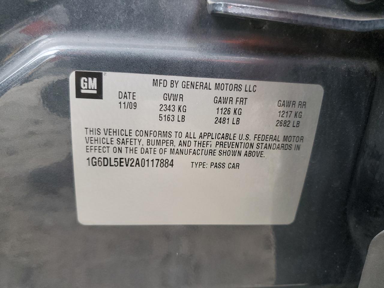 2010 Cadillac Cts Performance Collection VIN: 1G6DL5EV2A0117884 Lot: 63616675