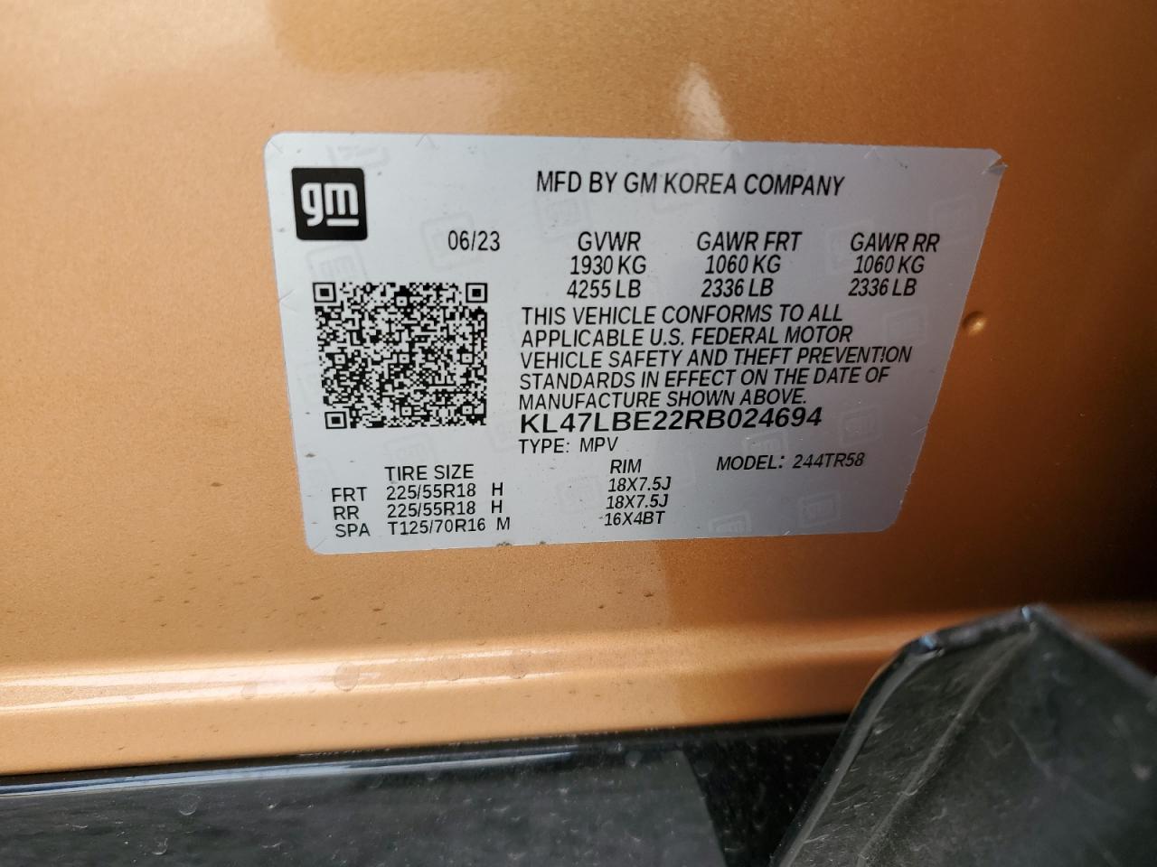 2024 Buick Envista Sport Touring VIN: KL47LBE22RB024694 Lot: 65432265